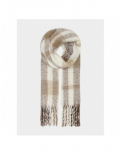Écharpe à carreaux winie beige blanc marron femme - Only