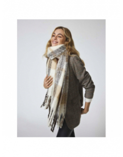 Écharpe à carreaux winie beige blanc marron femme - Only