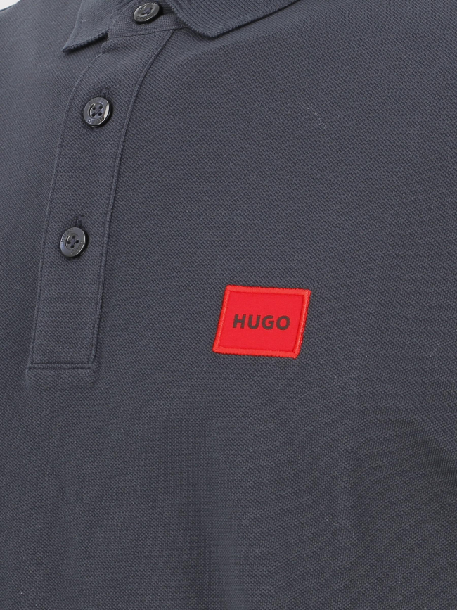 Polo uni logo rouge dereso bleu marine homme - Hugo