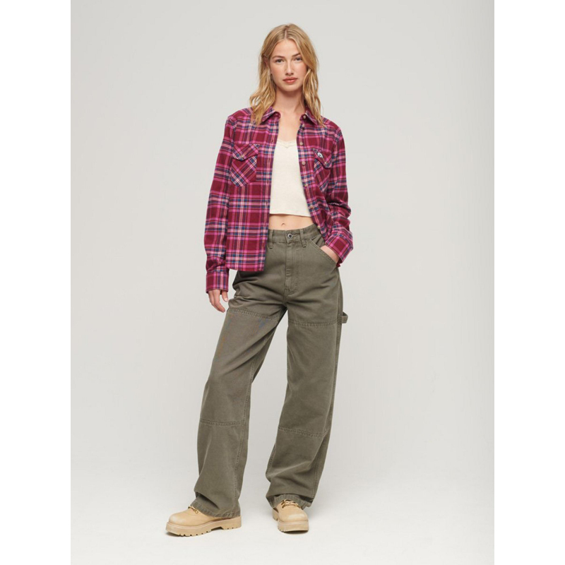 Chemise à carreaux lumberjack rose rouge femme Superdry wimod