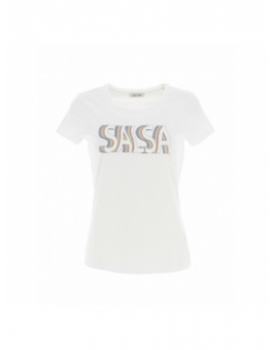 T-shirt regular graphic paillettes blanc femme - Salsa