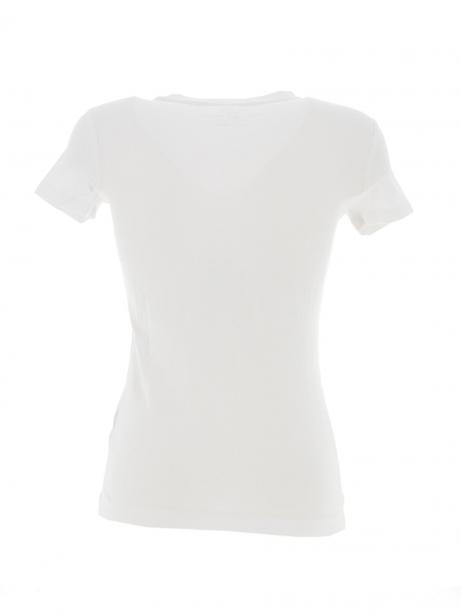 T-shirt à strass fleurs blanc femme - Guess