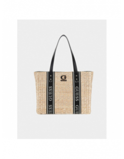Sac cabas en raphia xandra noir beige femme - Guess