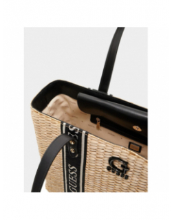 Sac cabas en raphia xandra noir beige femme - Guess