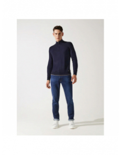 Pull bacary col zippé bleu marine homme - Izac