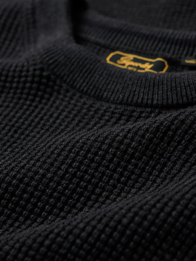 Pull textured crew jumper noir homme - Superdry