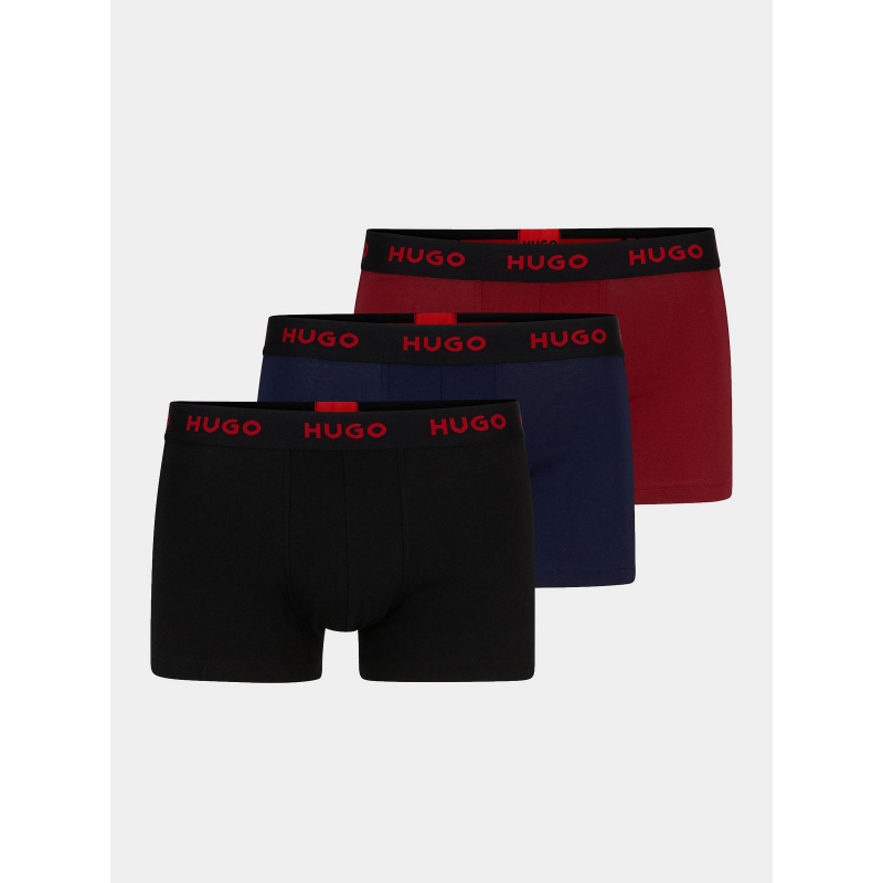 Pack 3 boxers coton stretch noir bleu rouge homme - Hugo