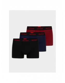 Pack 3 boxers coton stretch noir bleu rouge homme - Hugo