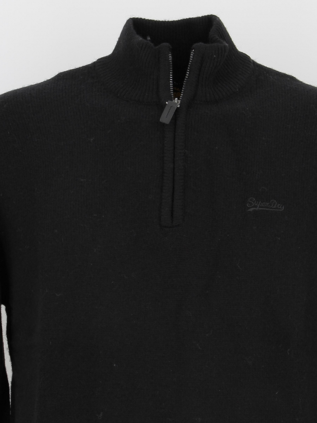 Pull col zippé en laine essential logo noir homme - Superdry