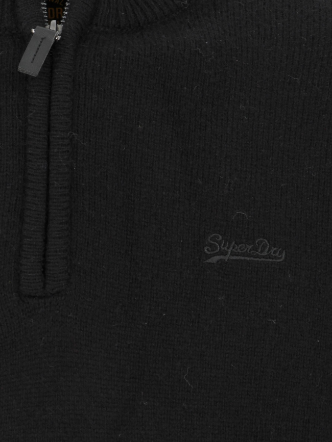 Pull col zippé en laine essential logo noir homme - Superdry
