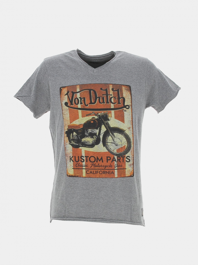 T-shirt moto kustom gris homme - Von Dutch