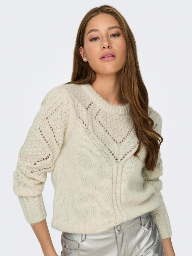 Pull alicia col rond écru femme - Only