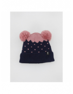 Bonnet double pompons fourré bleu rose enfant - Aulp