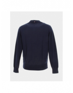 Pull fin en laine polo fine gauge bleu homme - Tommy Hilfiger