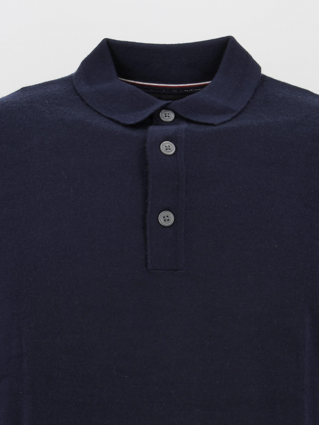 Pull fin en laine polo fine gauge bleu homme - Tommy Hilfiger