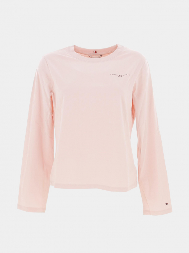 T-shirt manches longues regular logo rose femme - Tommy Hilfiger