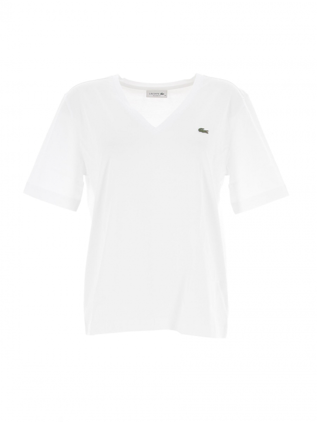 T-shirt uni logo blanc femme - Lacoste