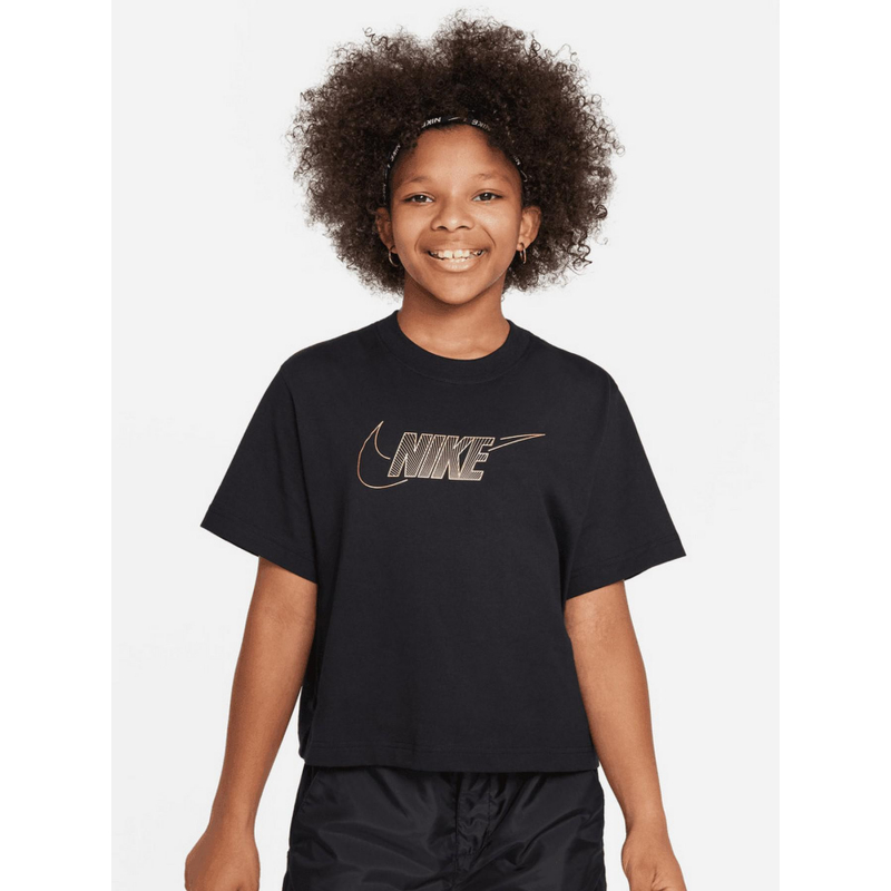 T-shirt crop nsw boxy logo doré noir fille - Nike
