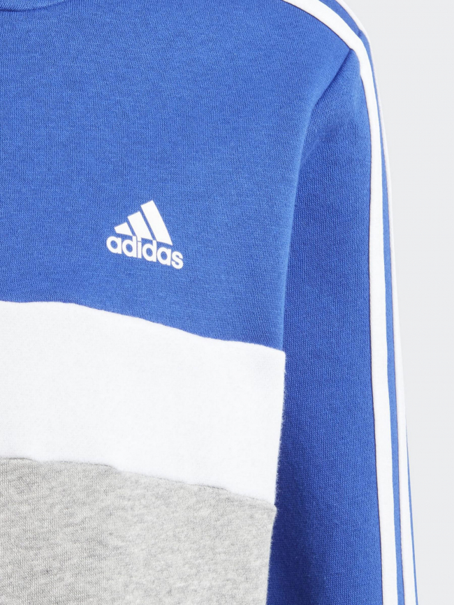 Sweat à capuche colorblock 3S bleu gris garçon - Adidas