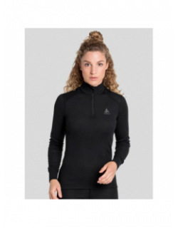 T-shirt thermique active col montant zippé noir femme - Odlo