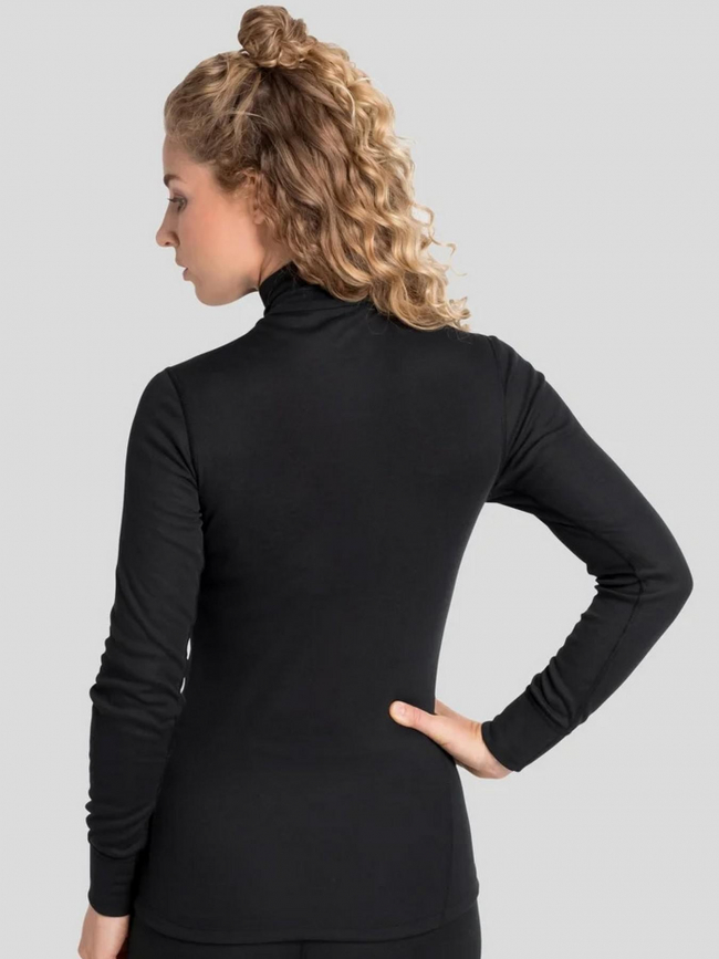 T-shirt thermique active col montant zippé noir femme - Odlo