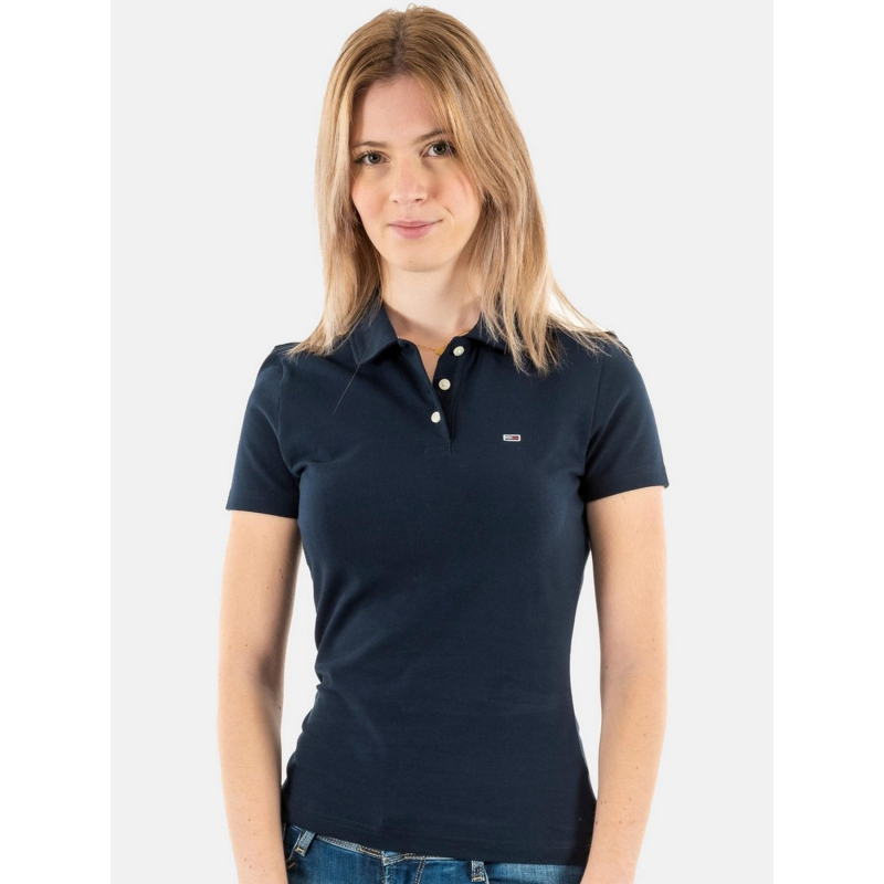 Polo slim essential logo bleu marine femme - Tommy Jeans