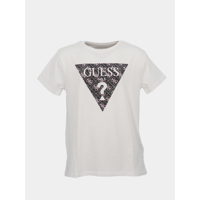 T-shirt logo pailleté blanc fille - Guess