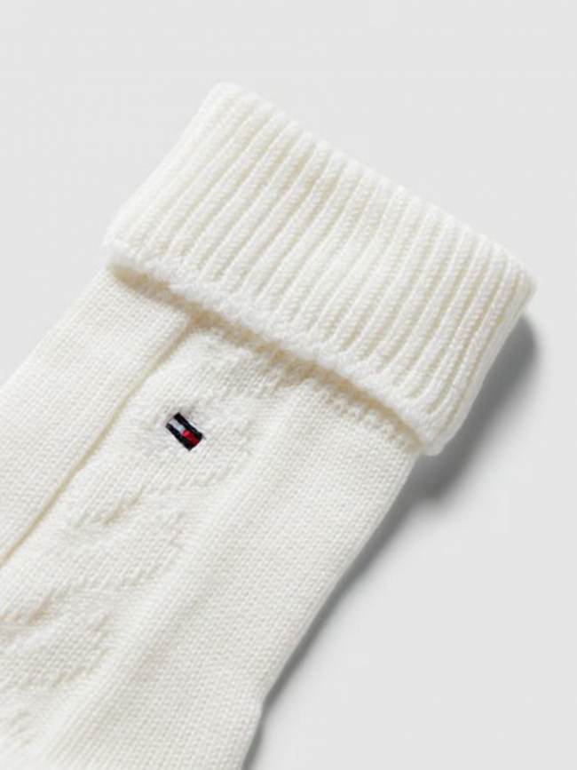 Chaussettes en laine cable blanc femme - Tommy Hilfiger