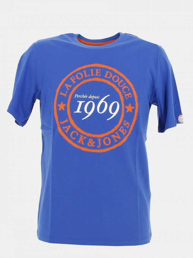 T-shirt la folie douce 23 orange bleu homme - Jack & Jones
