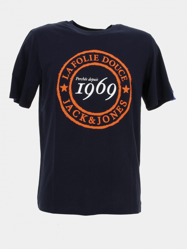 T-shirt folie douce 23 bleu marine orange homme - Jack & Jones