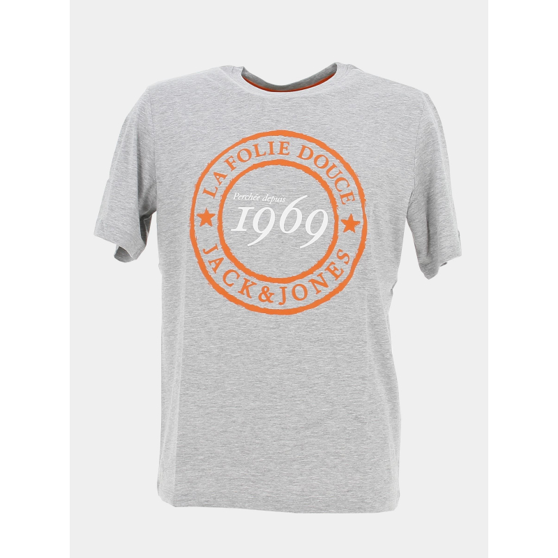 T-shirt folie douce 23 chiné gris homme - Jack & Jones
