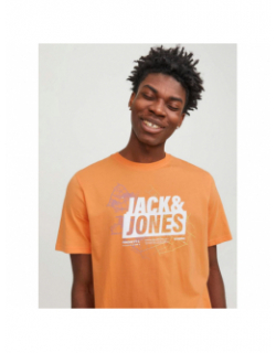 T-shirt map logo orange homme - Jack & Jones