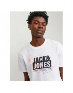 T-shirt map logo blanc homme - Jack & Jones