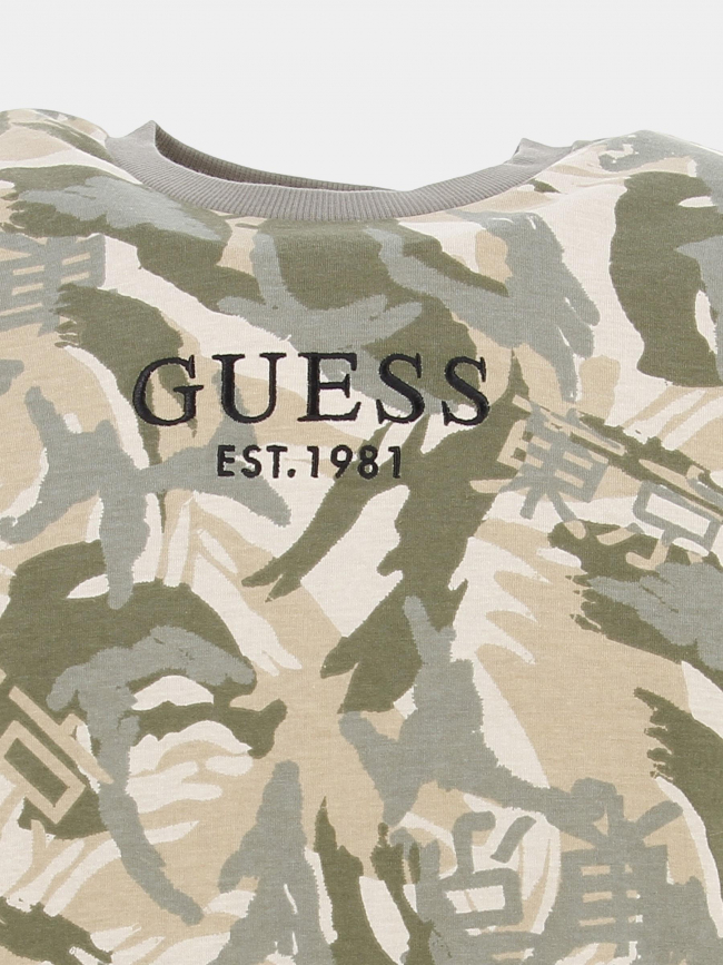 T-shirt imprimés logo kaki beige garçon - Guess