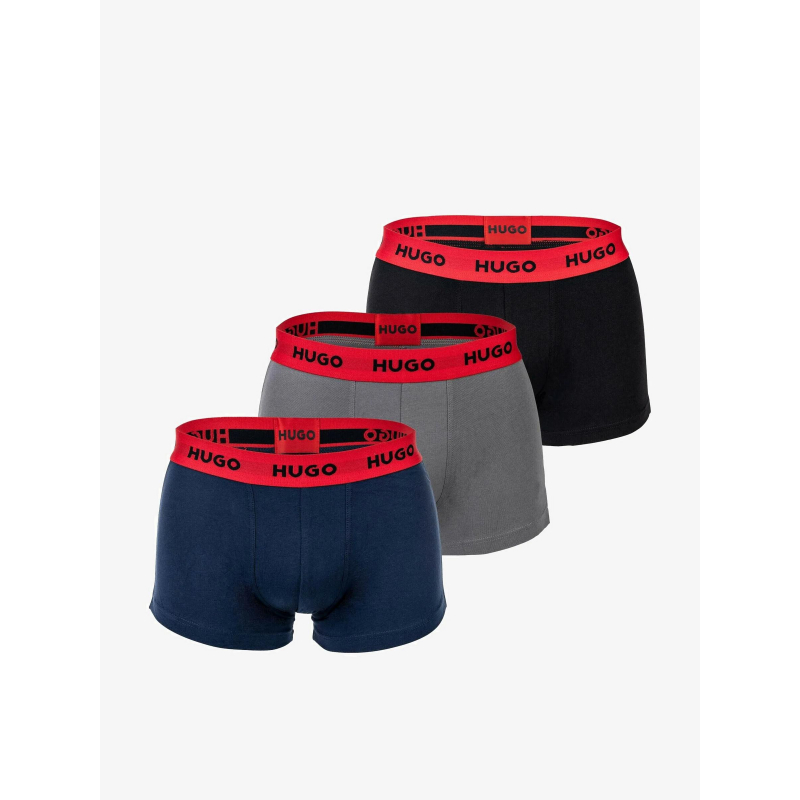 Pack 3 boxers coton stretch noir gris bleu homme - Hugo
