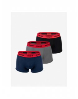Pack 3 boxers coton stretch noir gris bleu homme - Hugo