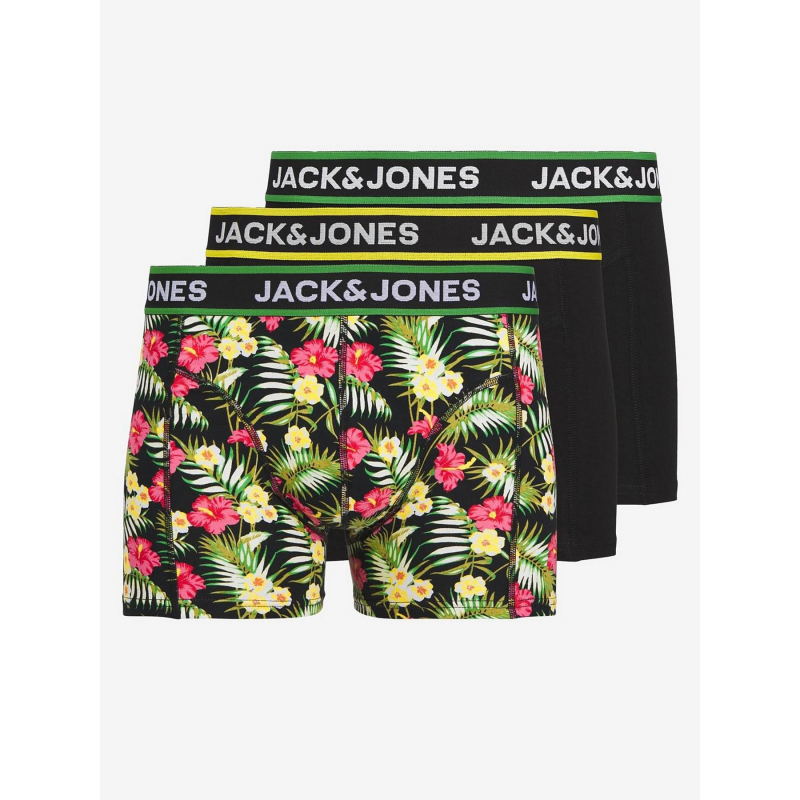 Pack 3 boxers imprimés et uni flowers noir homme - Jack & Jones