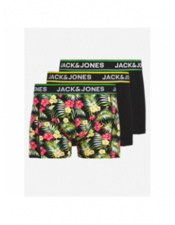 Pack 3 boxers imprimés et uni flowers noir homme - Jack & Jones