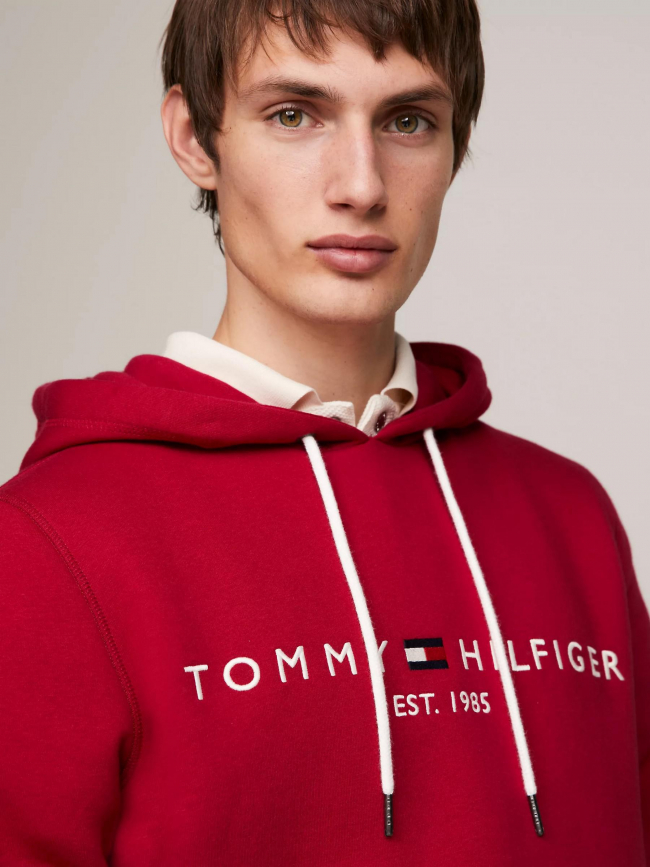 Sweat à capuche logo classique rouge homme - Tommy Hilfiger