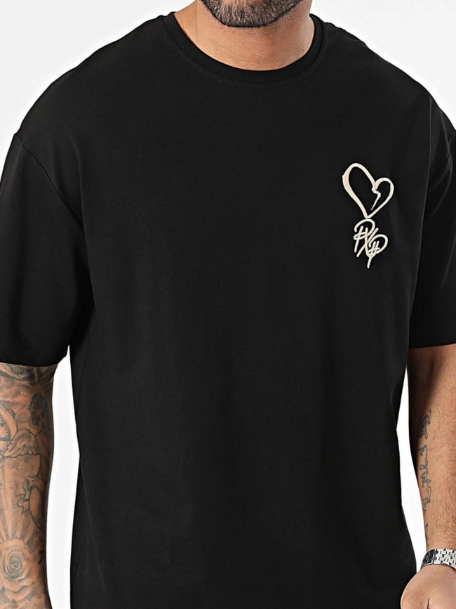 T-shirt logo brodé coeur noir homme - Project X Paris