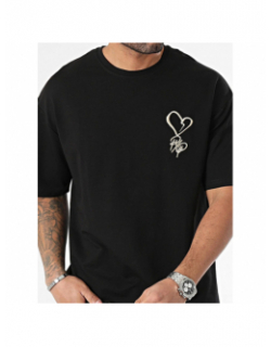 T-shirt logo brodé coeur noir homme - Project X Paris