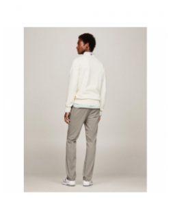Pull fin uni logo beige homme - Tommy Hilfiger