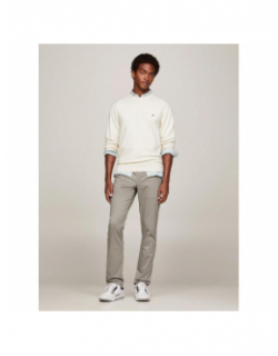 Pull fin uni logo beige homme - Tommy Hilfiger