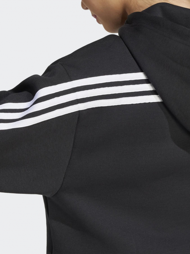 Sweat à capuche crop loose 3s noir femme - Adidas
