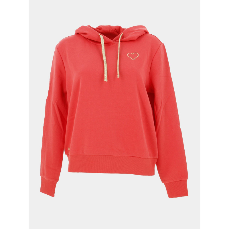 Sweat à capuche coeur noli rose femme - Only