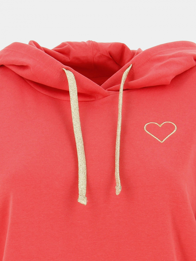 Sweat à capuche coeur noli rose femme - Only