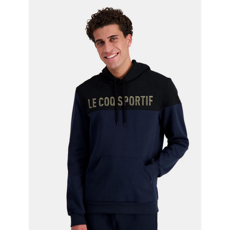 Sweat à capuche bicolore bleu noir homme - Le Coq Sportif