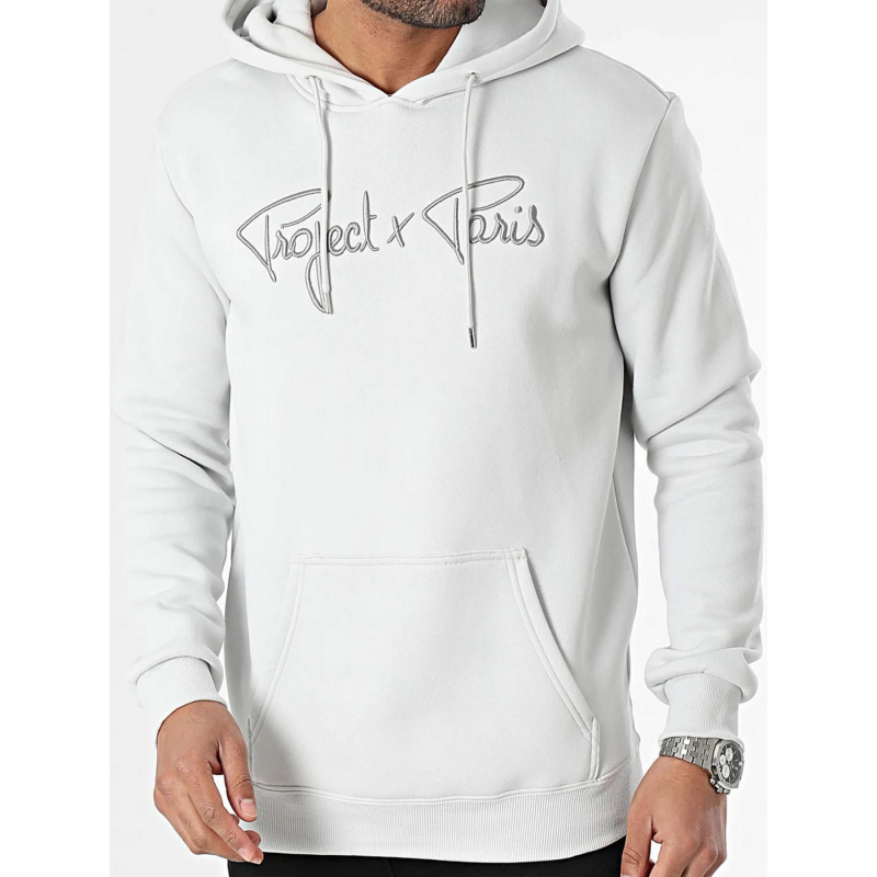 Sweat à capuche logo signature gris homme - Project X Paris