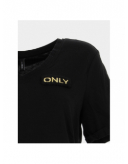 T-shirt col v nori noir femme - Only