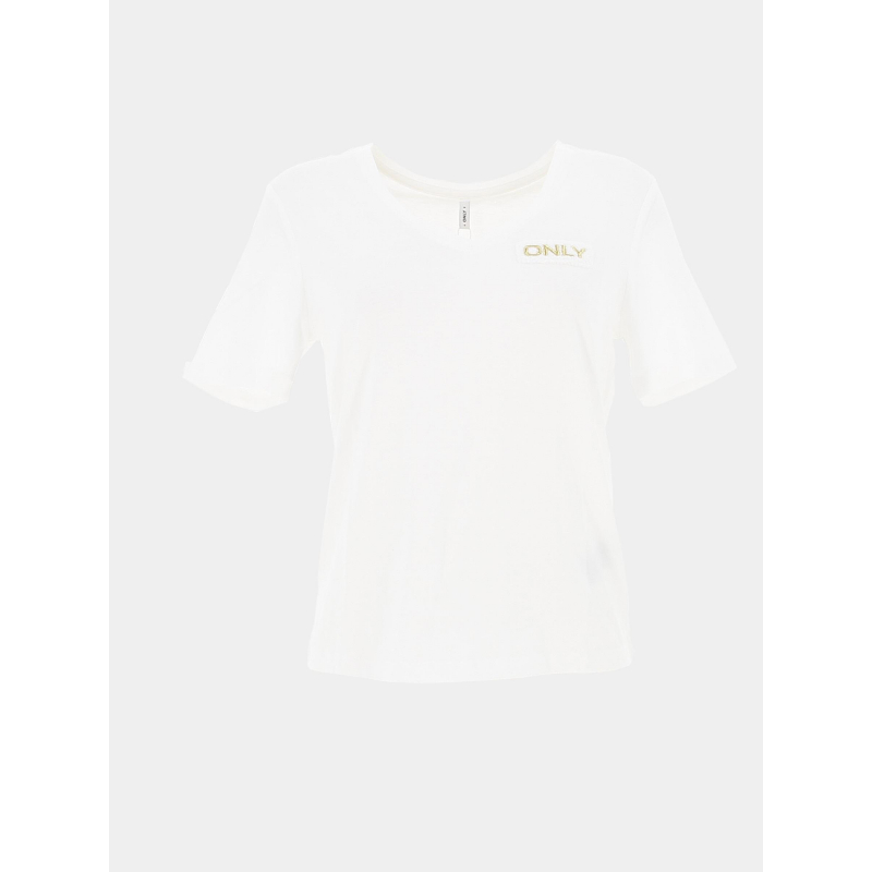 T-shirt col v nori blanc femme - Only